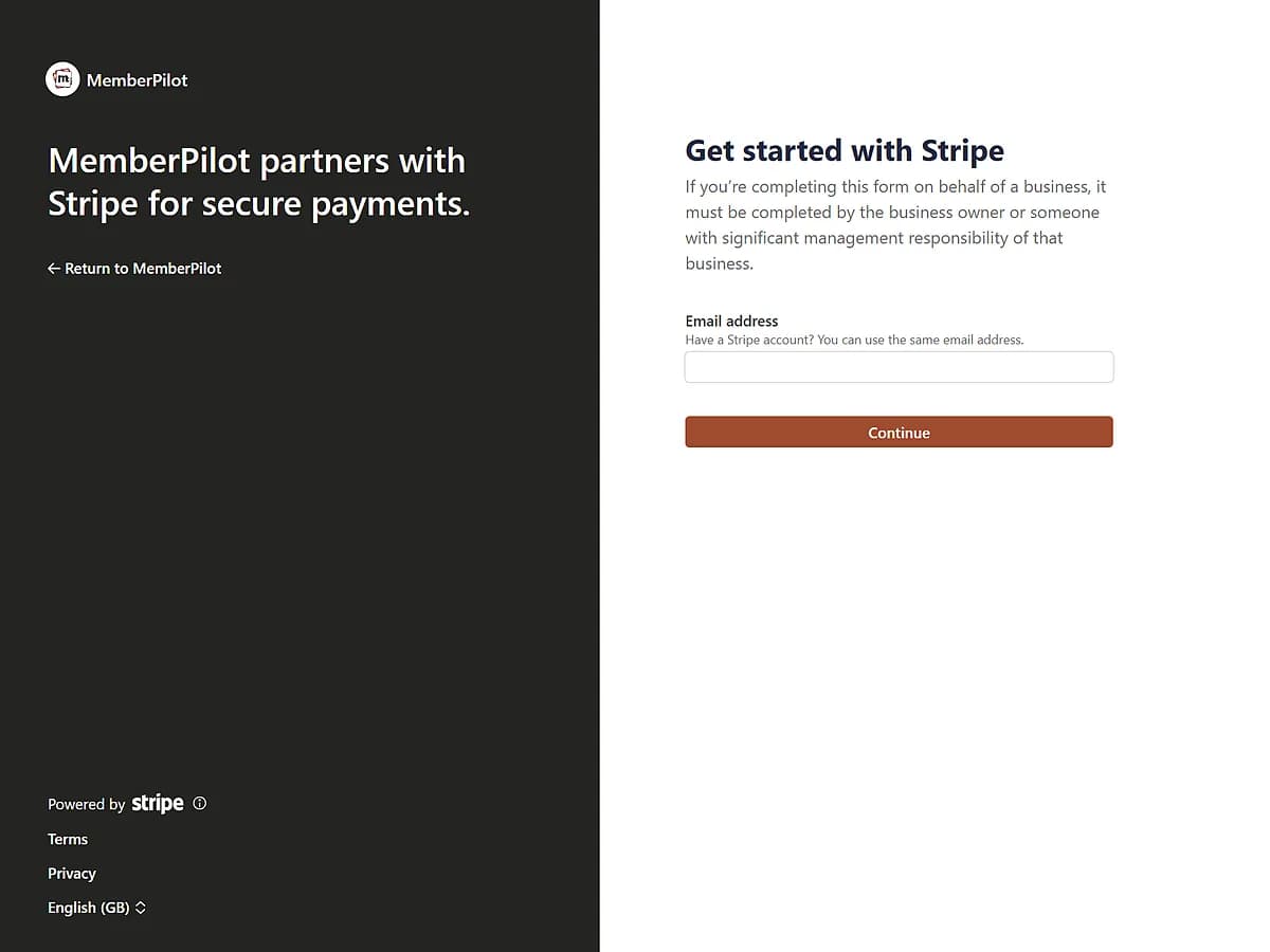 Connecting a Stripe account to MemberPilot for secure payments