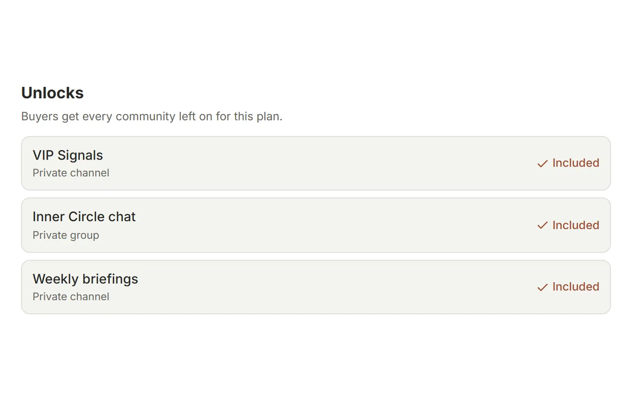 Offer editor with multiple Telegram communities selected under one membership plan